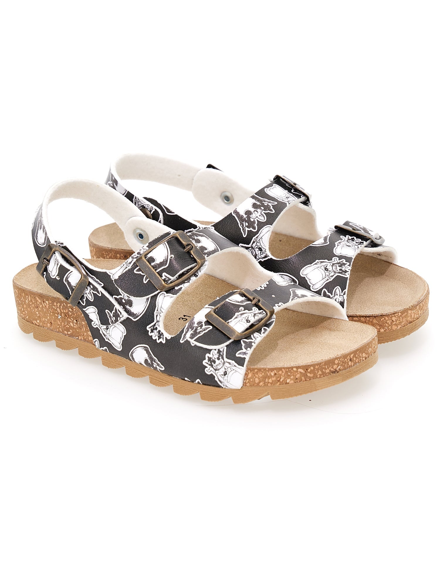 Girls | Mnls Printed Sandals | Black/Cream