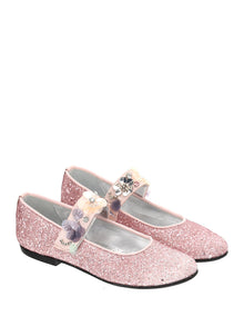 Girls | Glitter Ballet Flats | Light Pink Glitter
