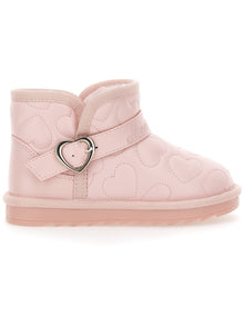 Girls | Heart Quilted Ankle Boots | Antique Pink