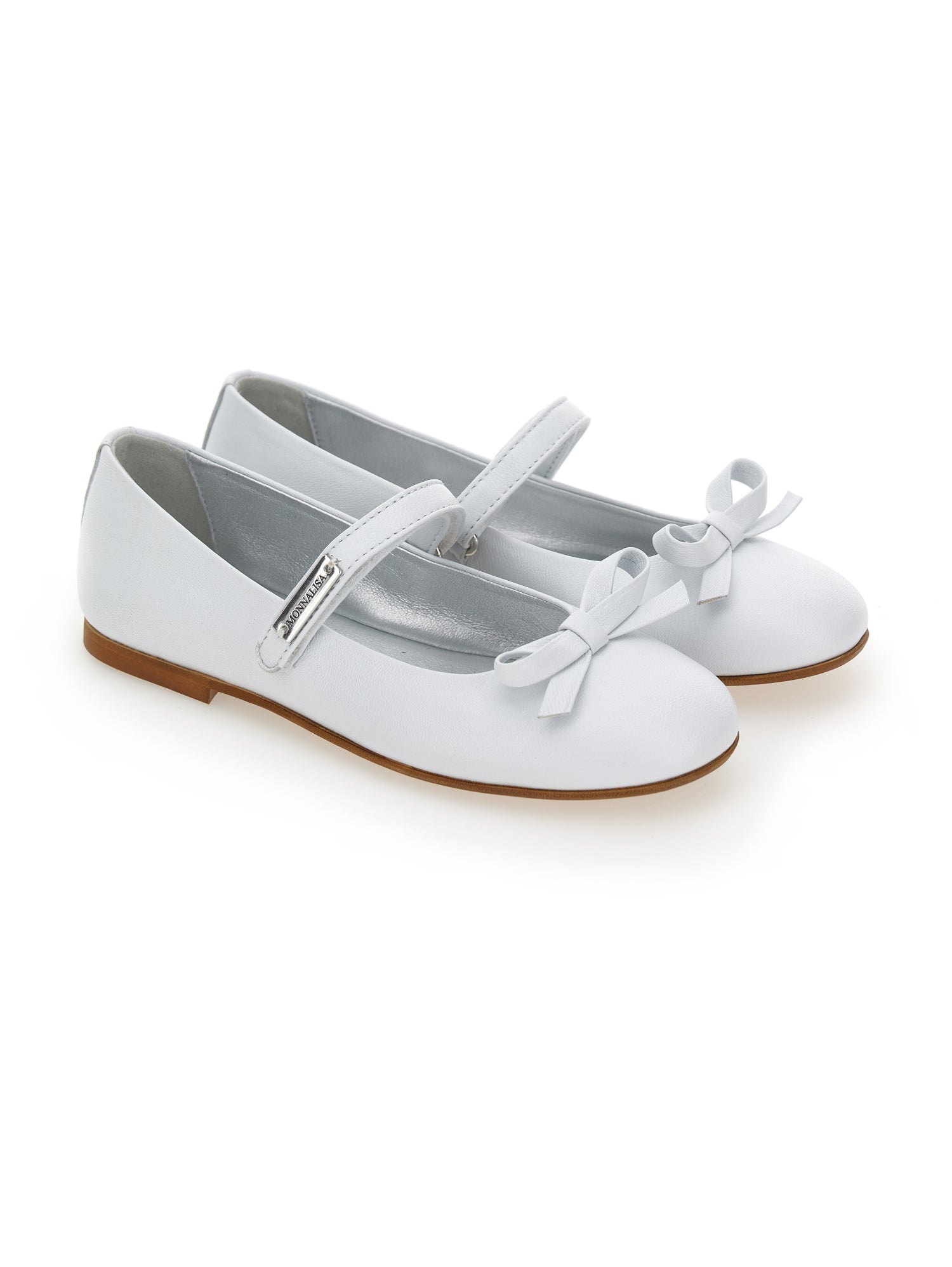 Girls | Leather Ballerinas With Bow | Cream