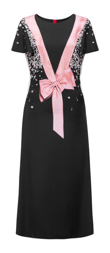 Silk Floral Print Dress | Black