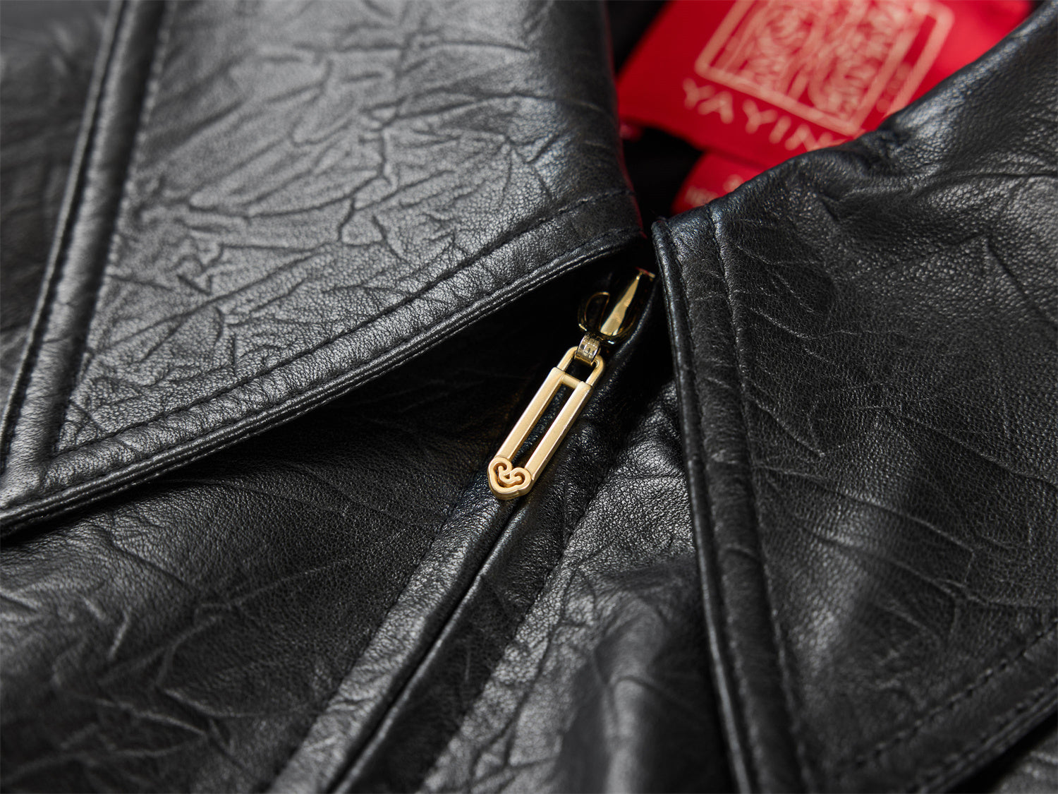 Collarless Lambskin Jacket | Black