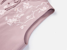 Inverted T-Box Cross-Front Chinese Short Vest | Purple