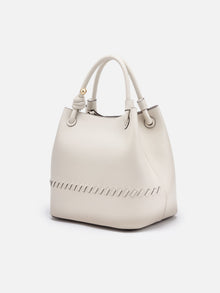 Lucky Woven Bucket Soft Bag | White