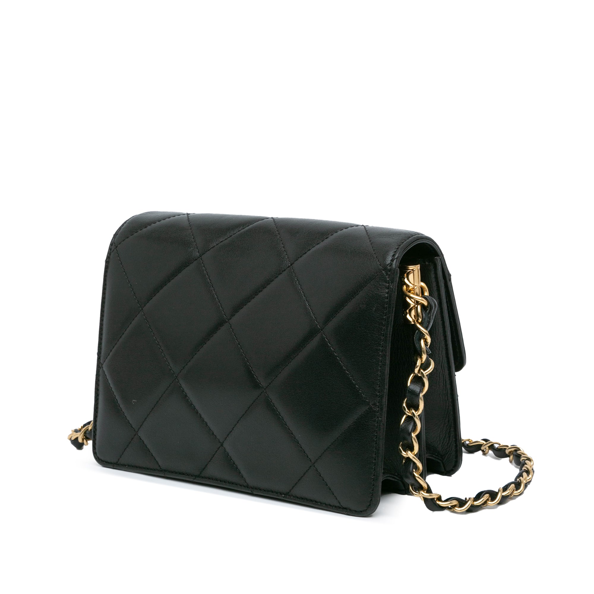 Chanel | Pre-Owned Quilted Lambskin Octagonal Buckle Crossbody | Black