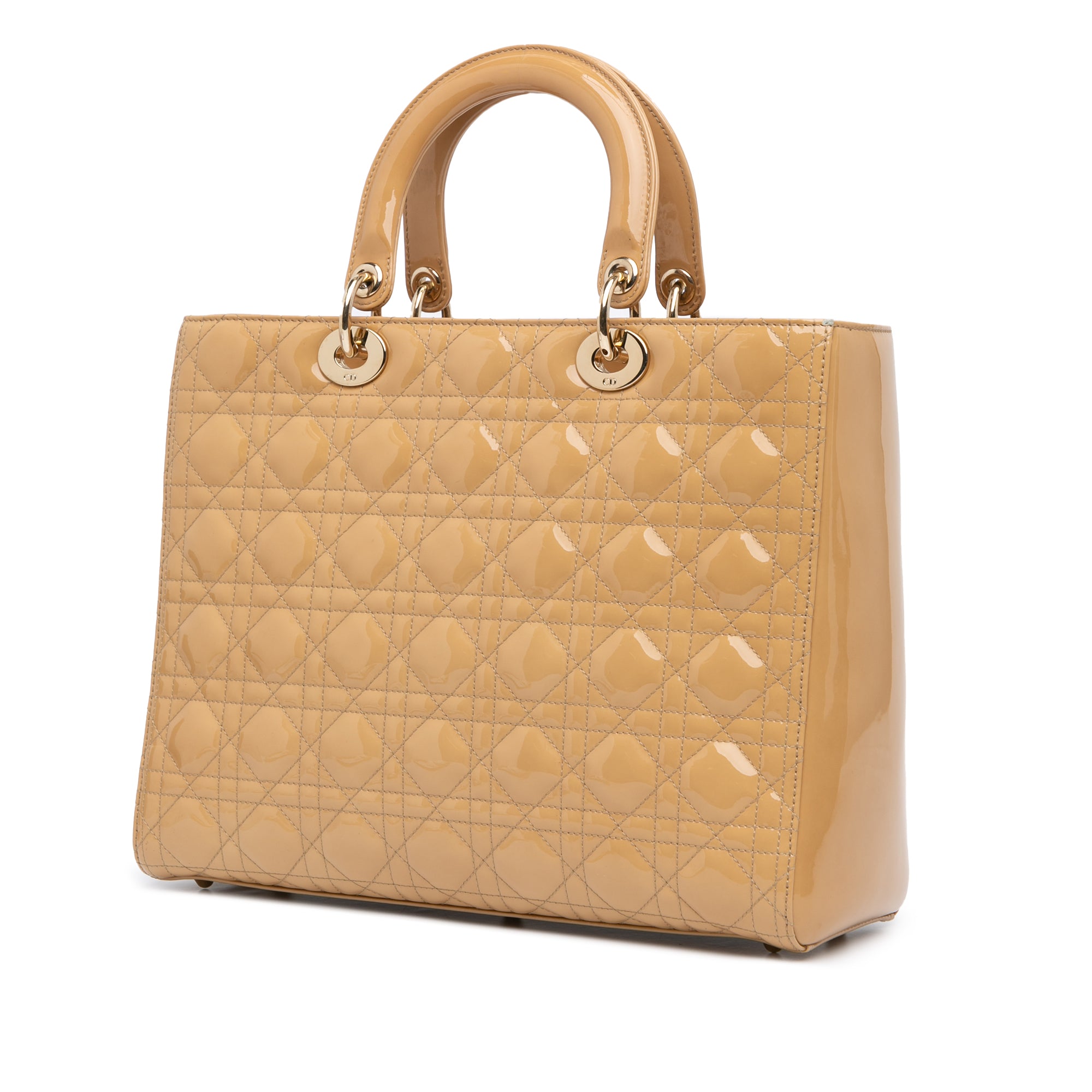 Dior | Pre-Owned Large Patent Cannage Lady | Brown/Beige