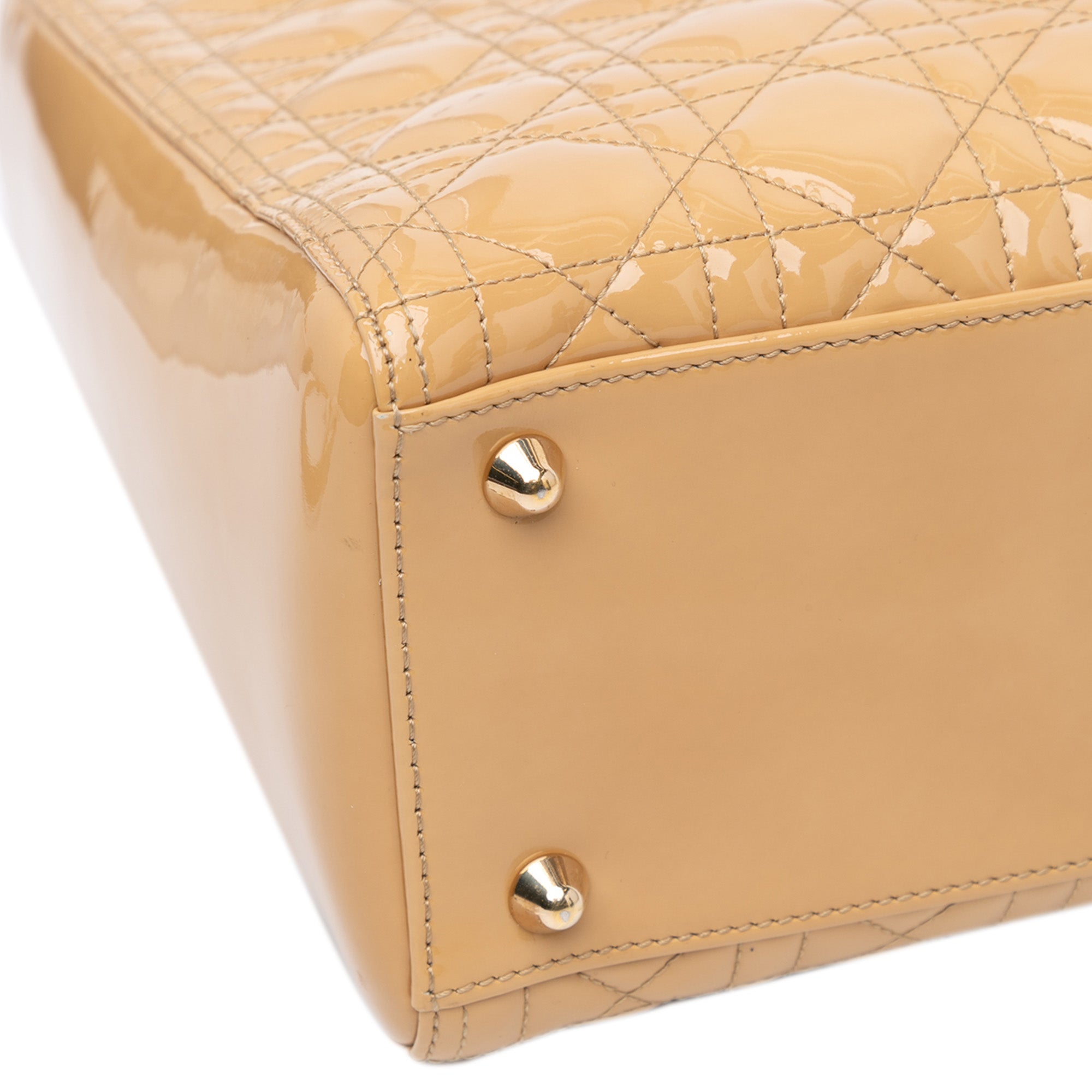 Dior | Pre-Owned Large Patent Cannage Lady | Brown/Beige