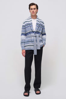 Blue Keenan Space Dye Shawl Collar Cardigan - SIMKHAI