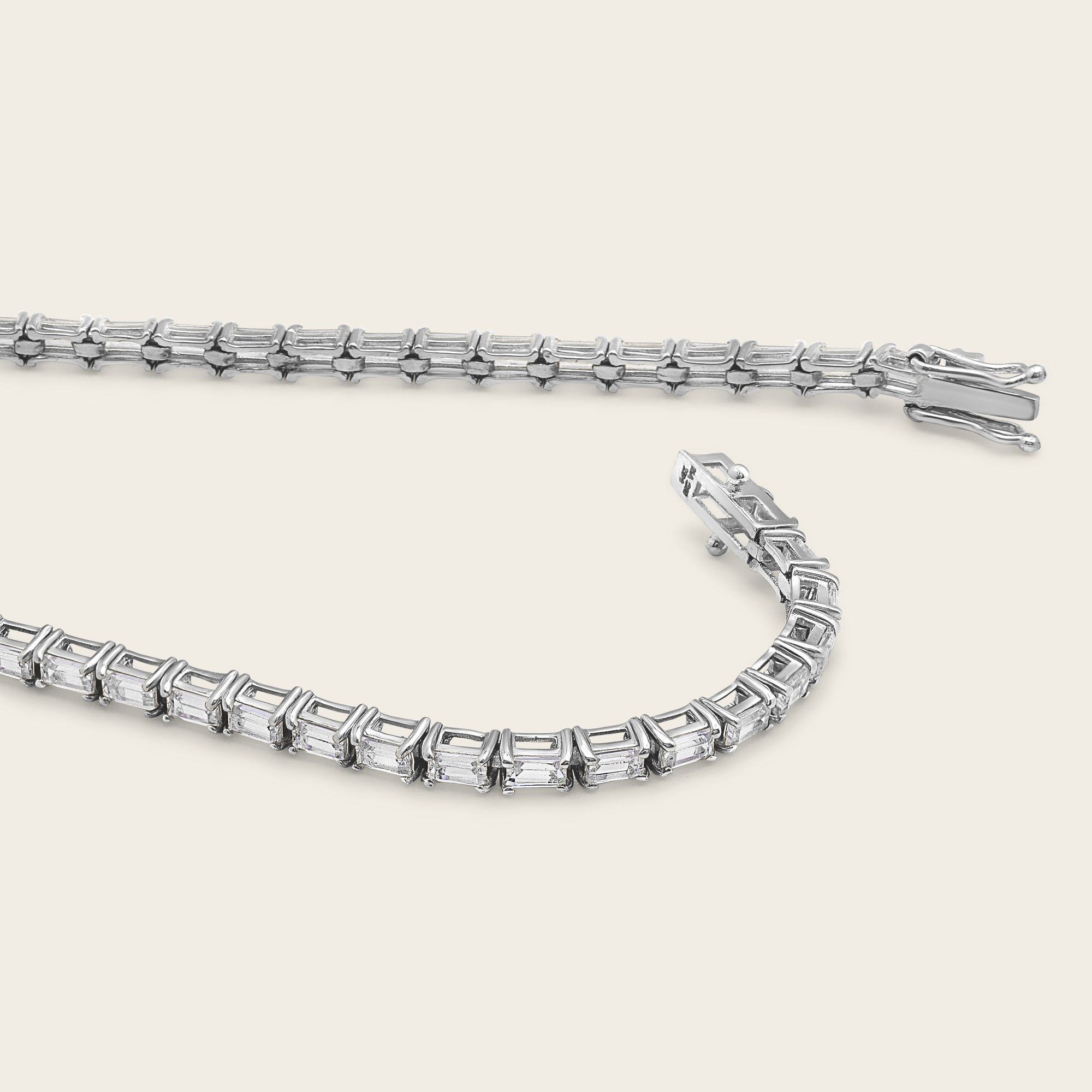 Womens | 14K Solid White Gold | Baguette Tennis Bracelet | 1.20 CTW Diamonds