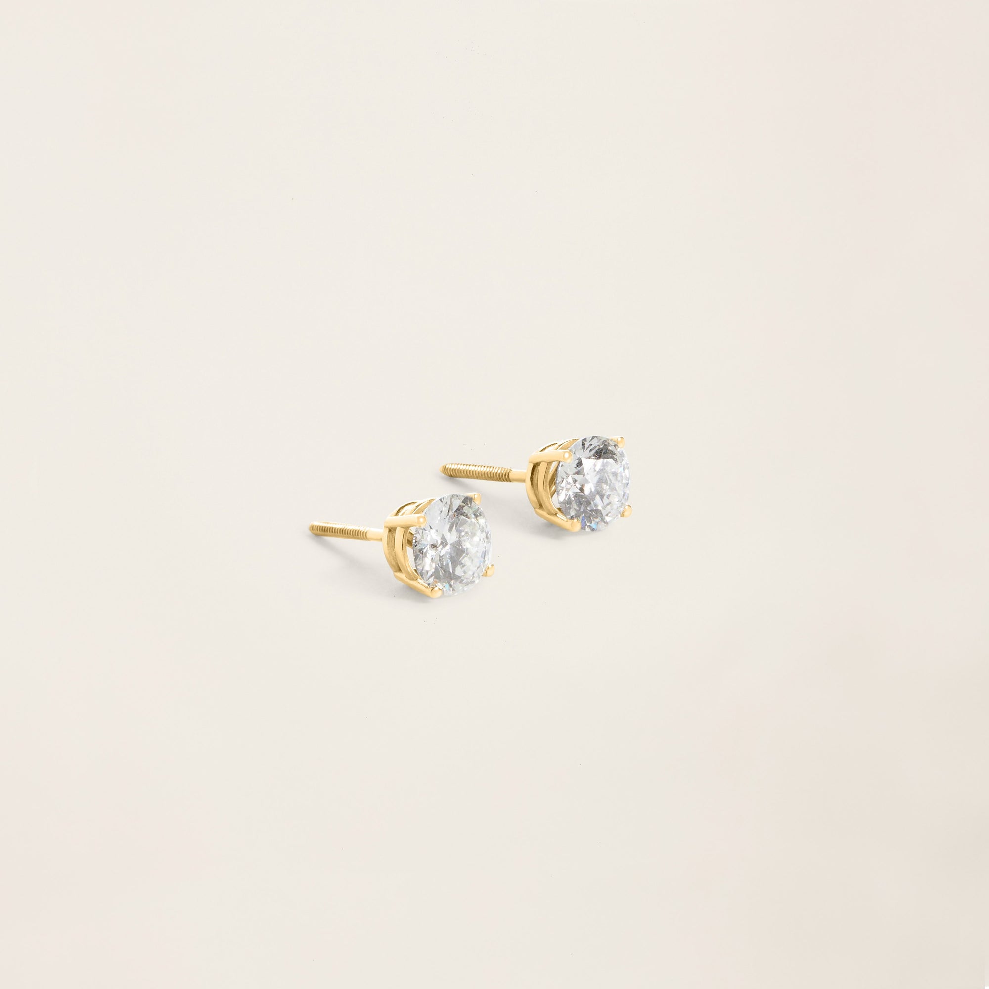 Womens | 18K Solid Yellow Gold | Dalton Solitaire Studs | 0.5 CTW Diamonds