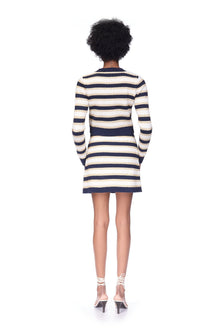 Mindy Skirt | Navy White Lurex Stripe