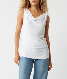 Jeanette Cowl Neck Tank | White