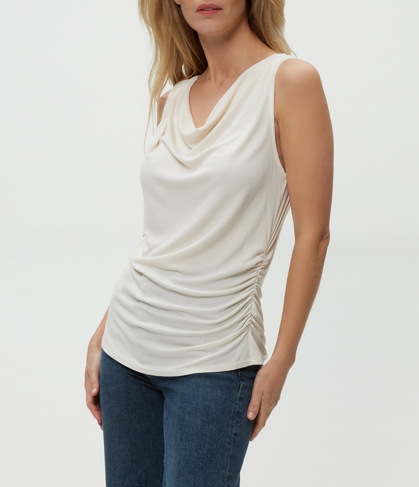 Jeanette Cowl Neck Tank | Chalk