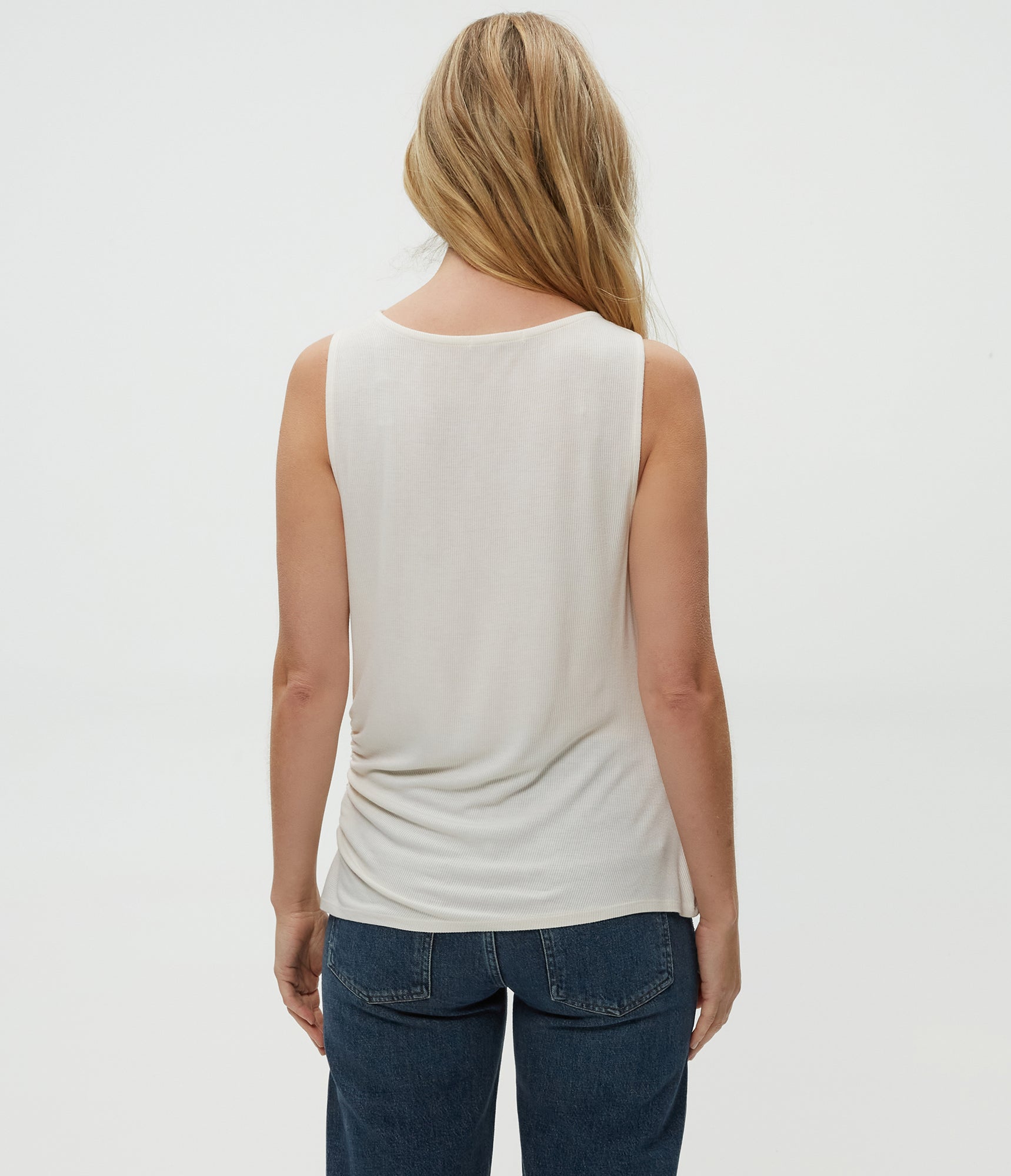 Jeanette Cowl Neck Tank | Chalk