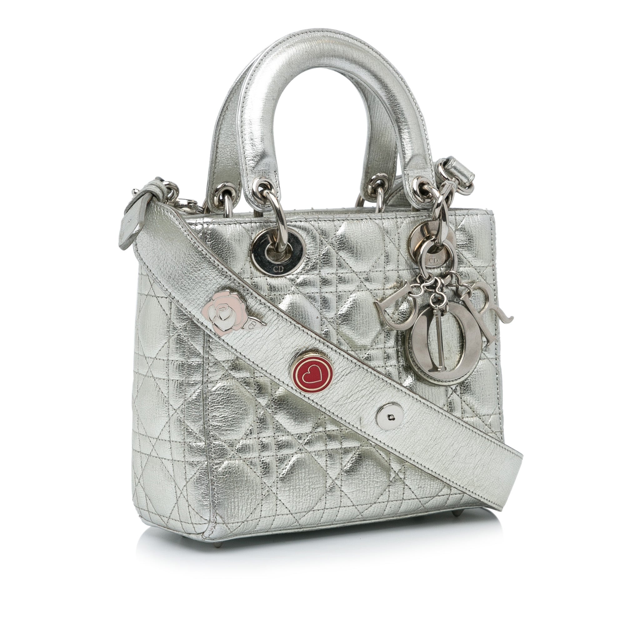 Dior | Pre-Owned Small Metallic Grained Calfskin Cannage My ABCLady - I | Silver