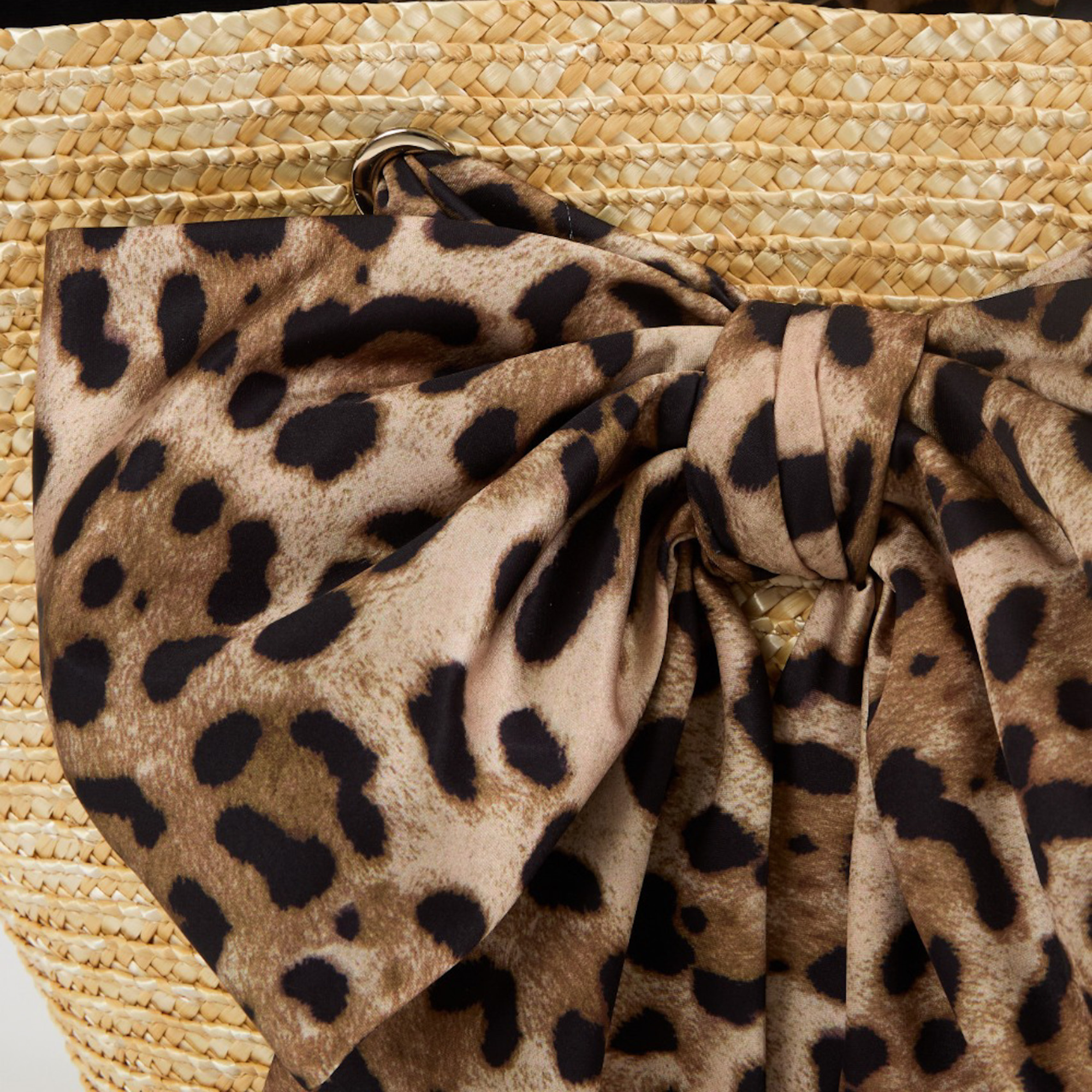 Carlotta Natural Straw Tote Bag | Leopard