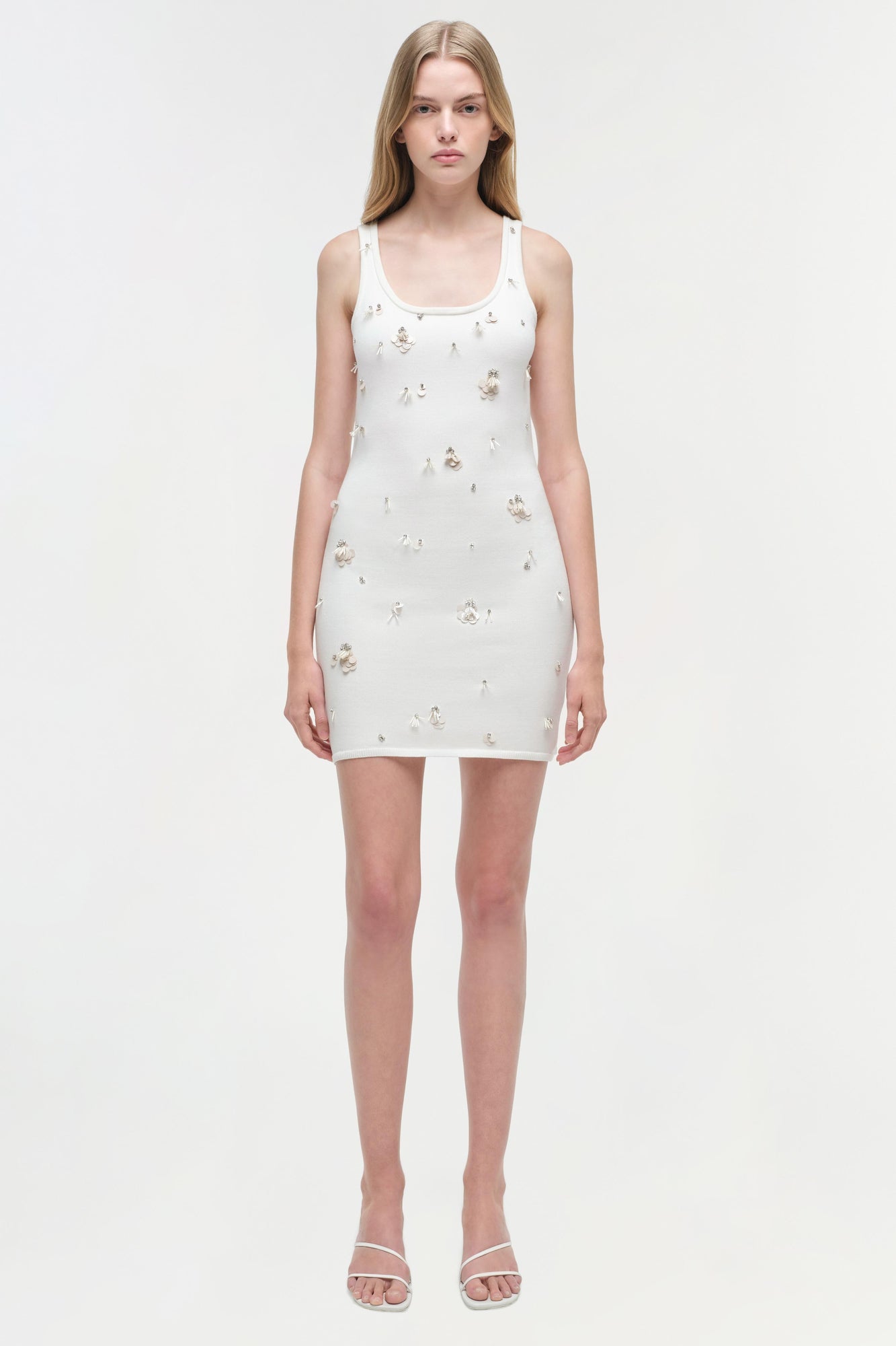 Womens | Rue Embellished Knit Mini Dress | Ivory