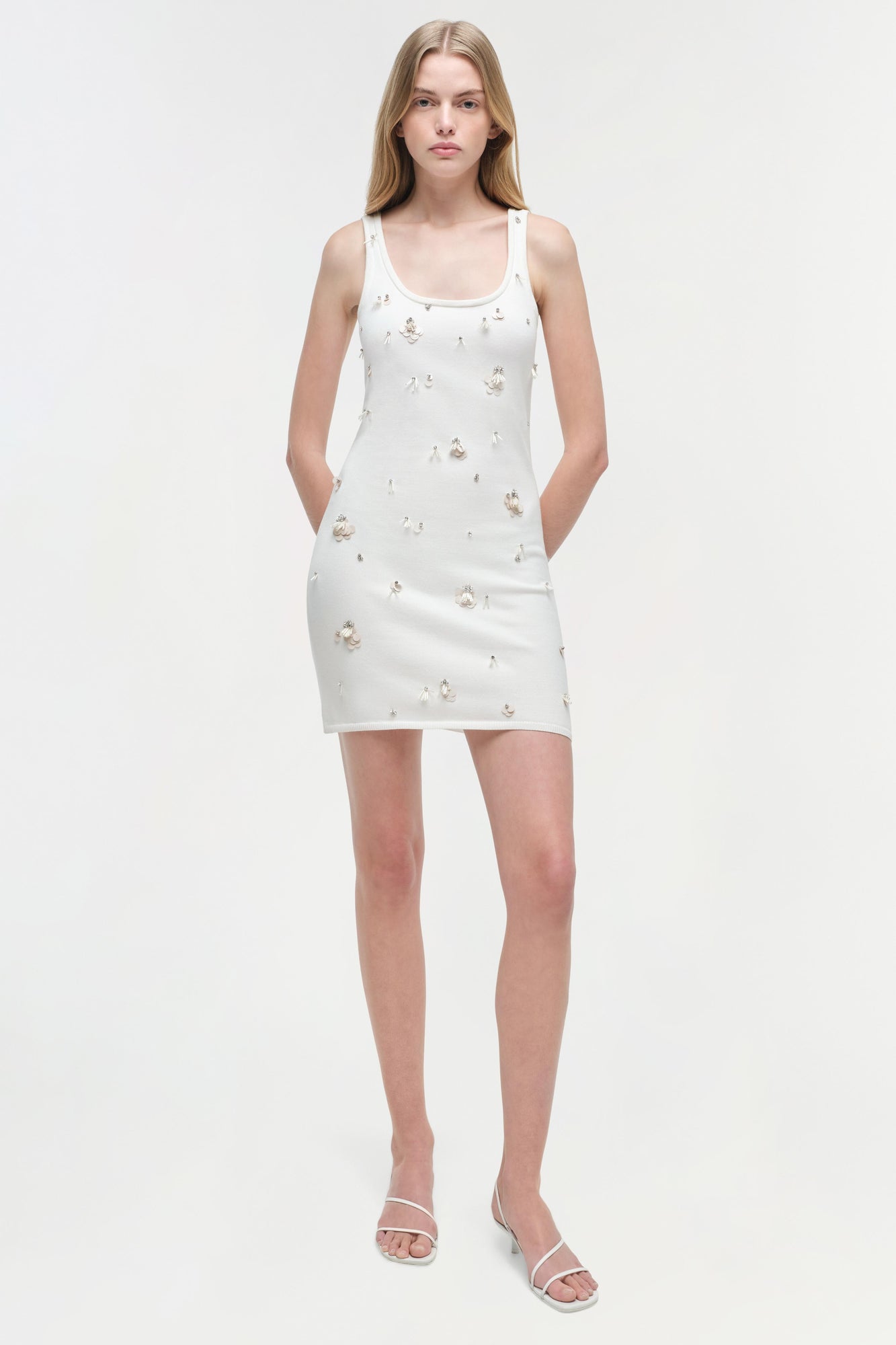 Womens | Rue Embellished Knit Mini Dress | Ivory