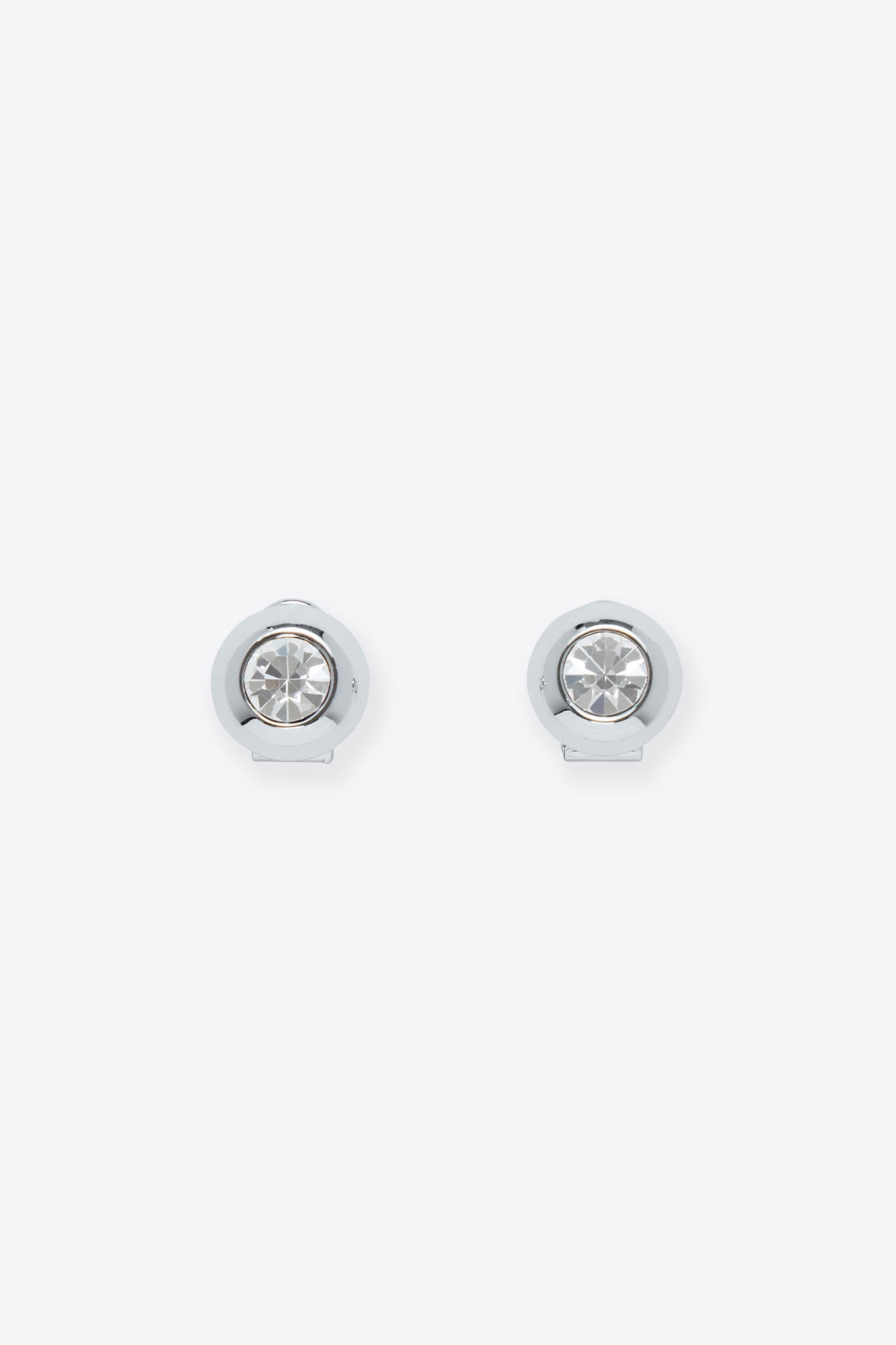 Crystal Dome Stud Earrings | Silver