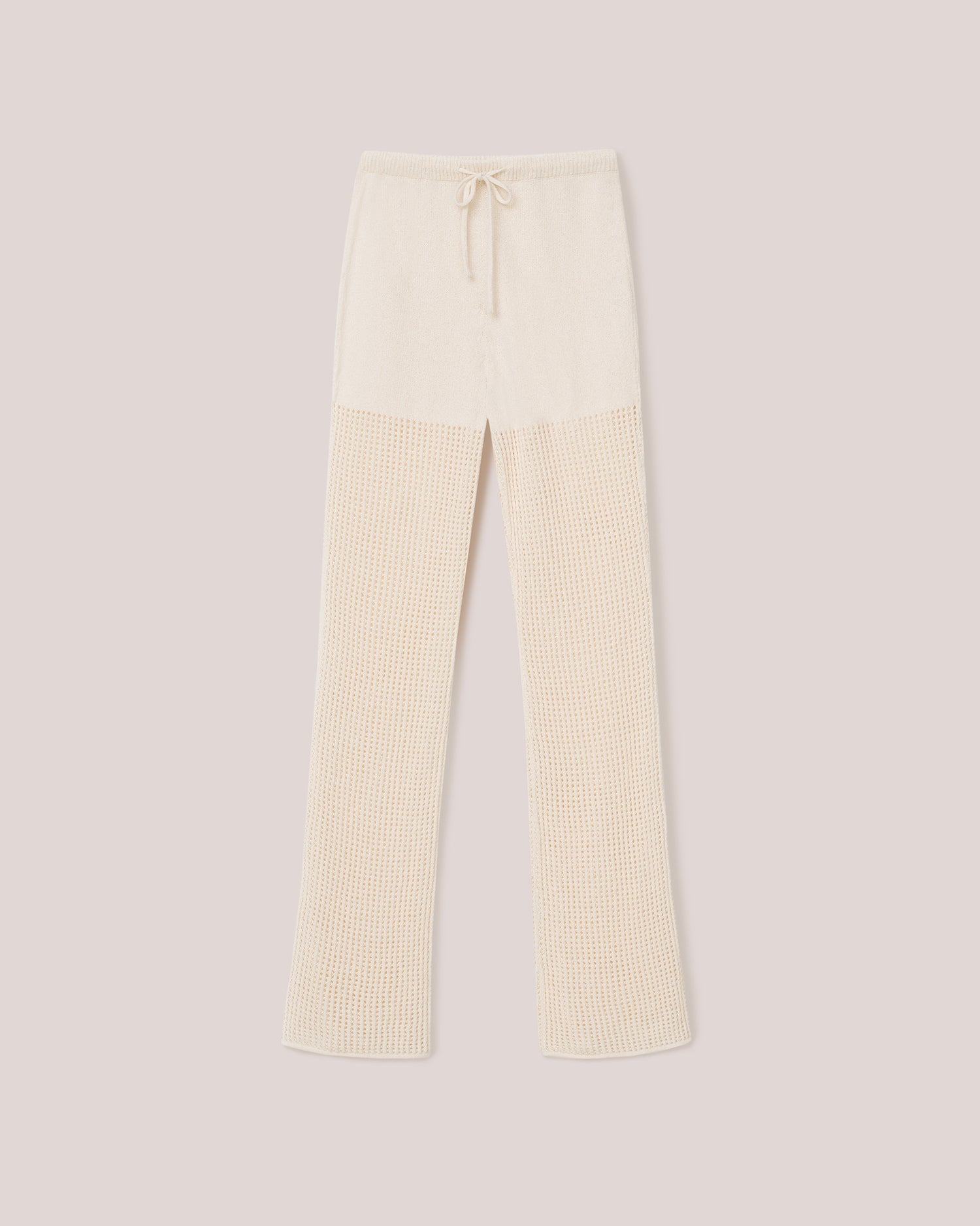 Kaela Cotton-Crochet Loose Textured Trousers | Creme