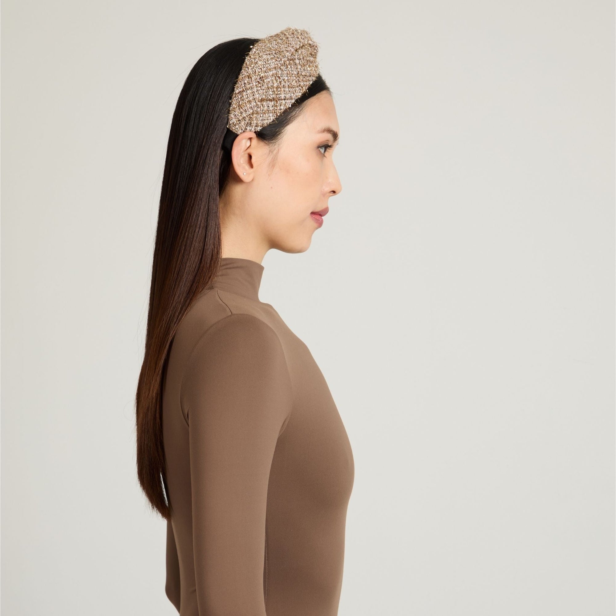 Trish Tweed Headband | Camel/Gold