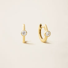Womens | 14K Solid Yellow Gold | Solitaire Hoop Bezel Earrings | 0.28 CTW Diamonds