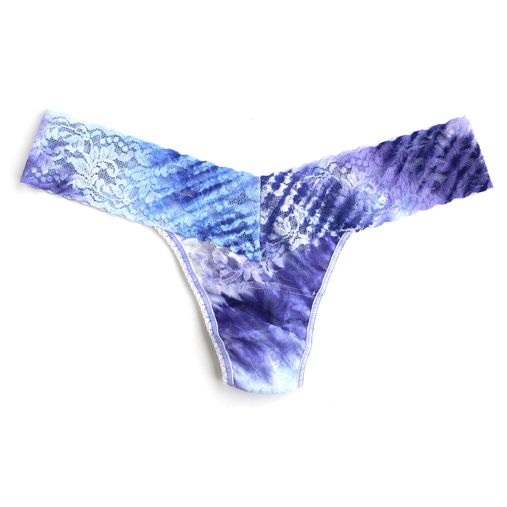 Signature Lace Low Rise Thong | Blue Multi