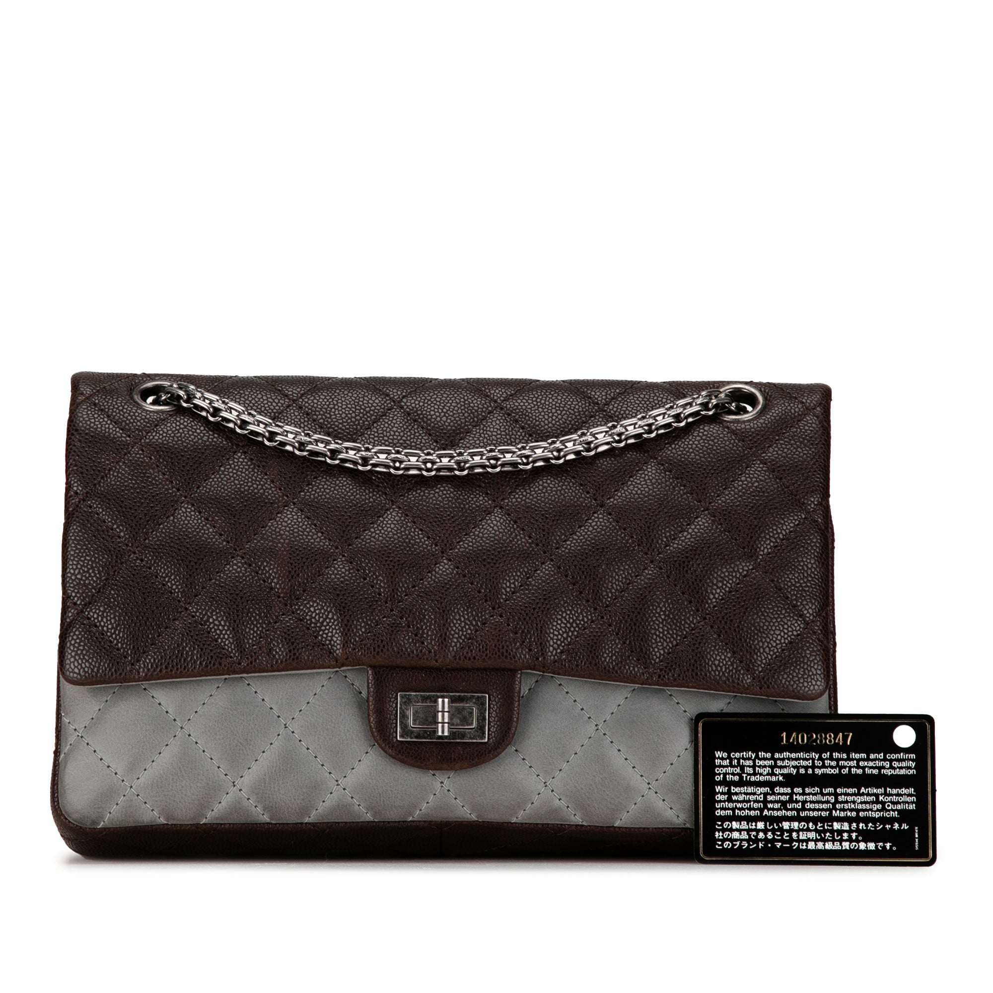 Chanel | Pre-Owned Caviar and Iridescent Calfskin Reissue 2.55 Double Flap 226 | Brown/Dark BrownGray