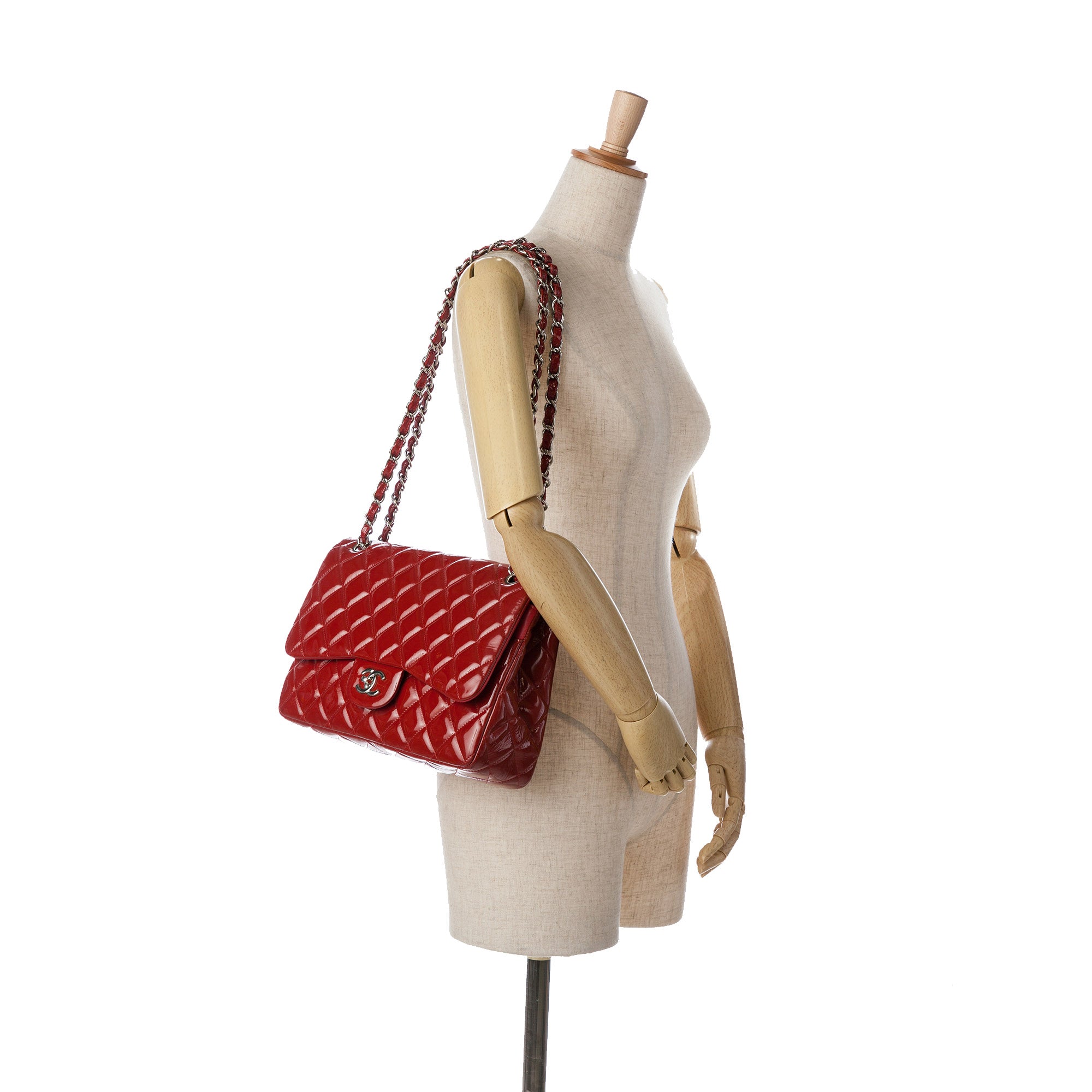 Chanel | Pre-Owned Jumbo Classic Patent Double Flap | Red