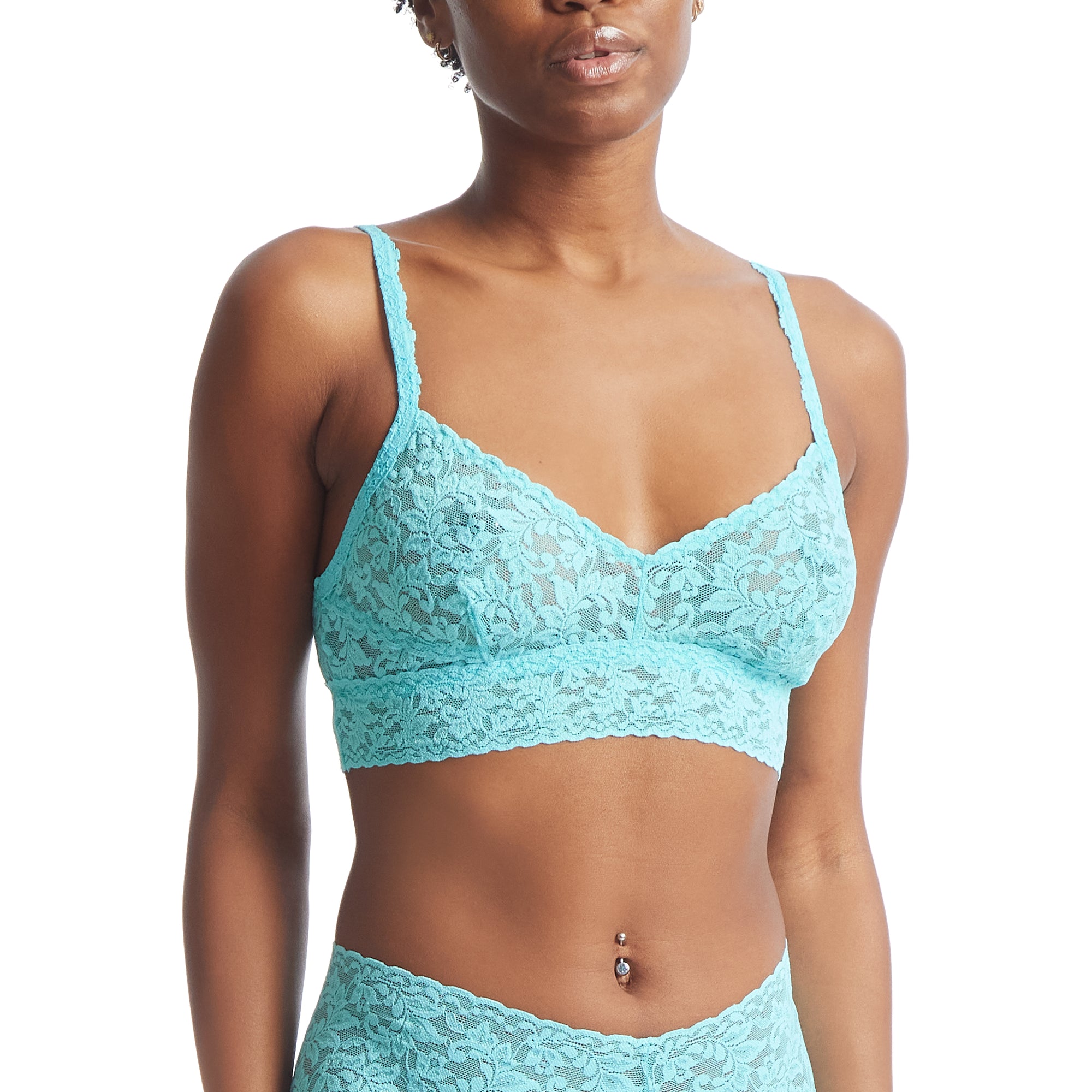 Retro V-Neck Bralette | Aquatic Blue