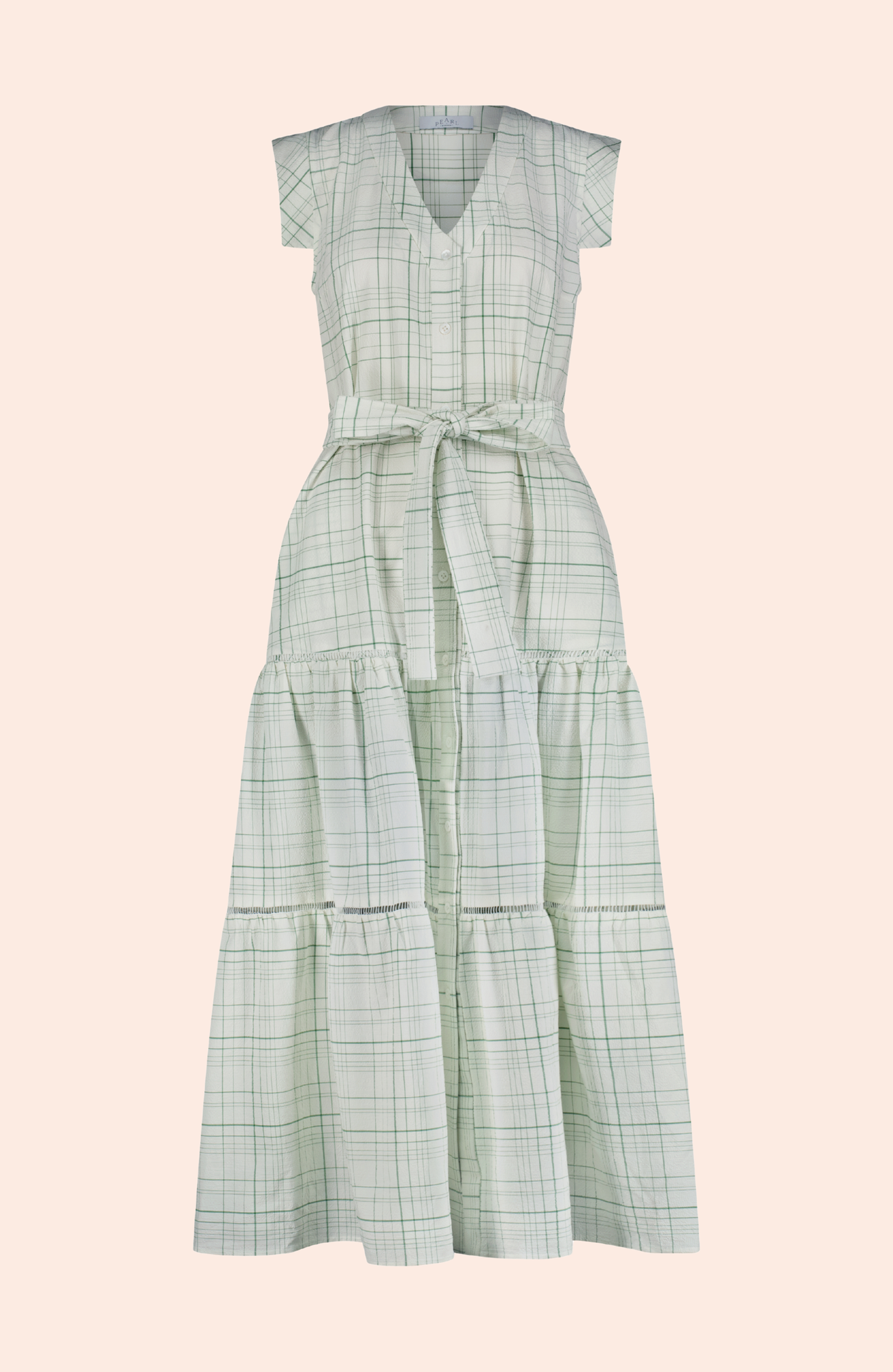 Stretch Seersucker Tiered Dress | White