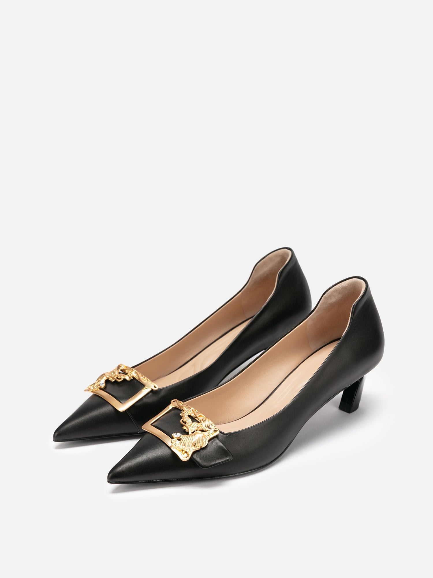 Chinese-Style Decorative Buckle High Heels | Black