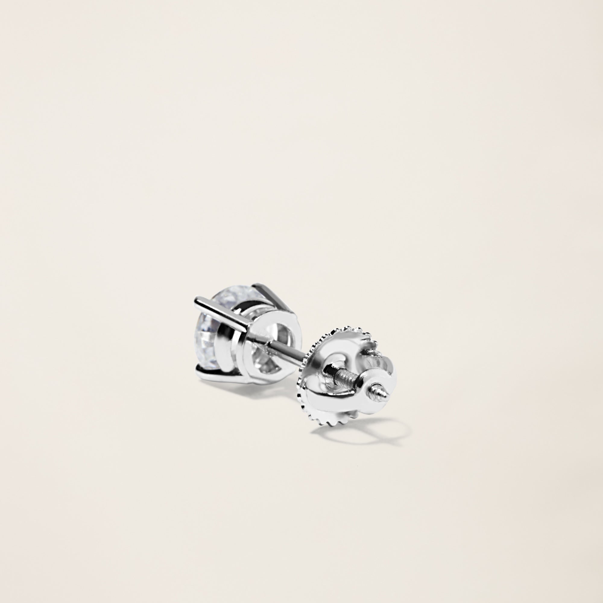 Womens | 18K Solid White Gold | Dalton Solitaire Studs | 1.5 CTW Diamonds