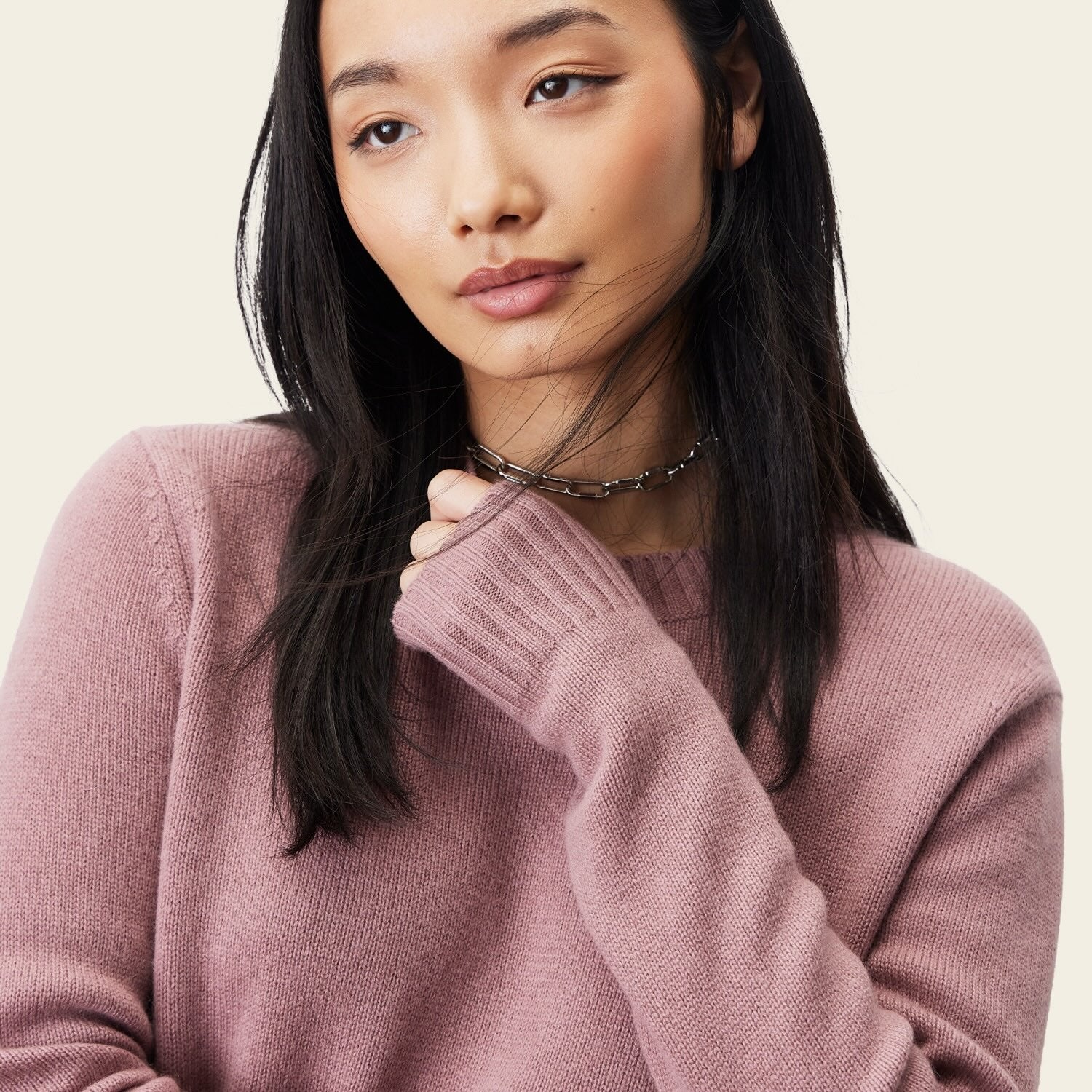 Womens | Mila Cashmere Boxy Crop Sweater | Dusty Rose