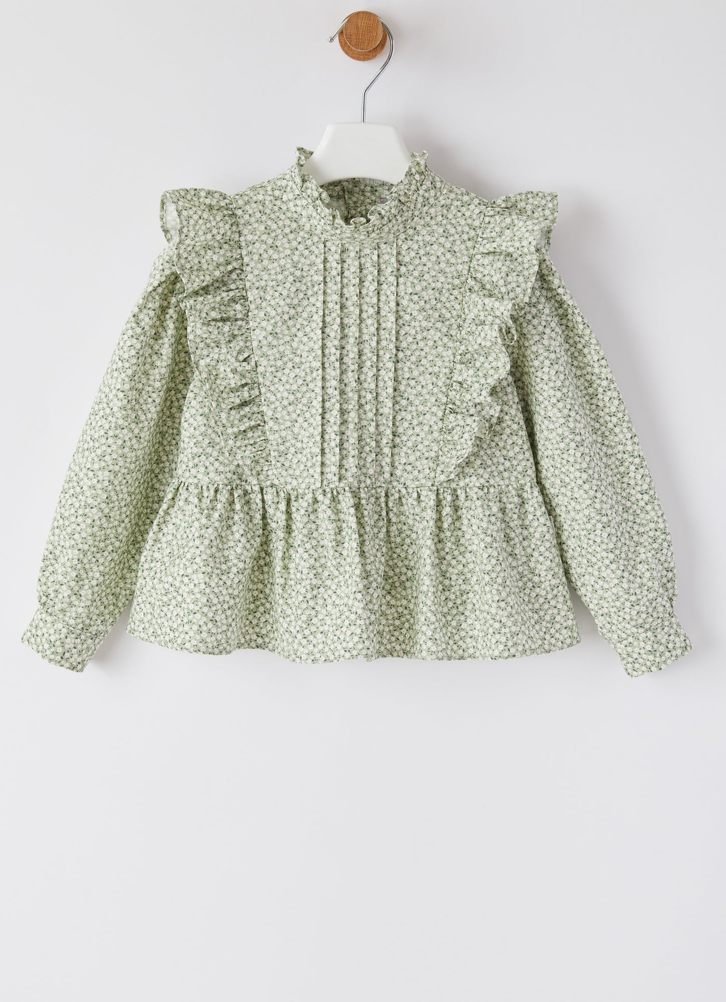 Micro Flower Shirt with Ruffles | Muschio