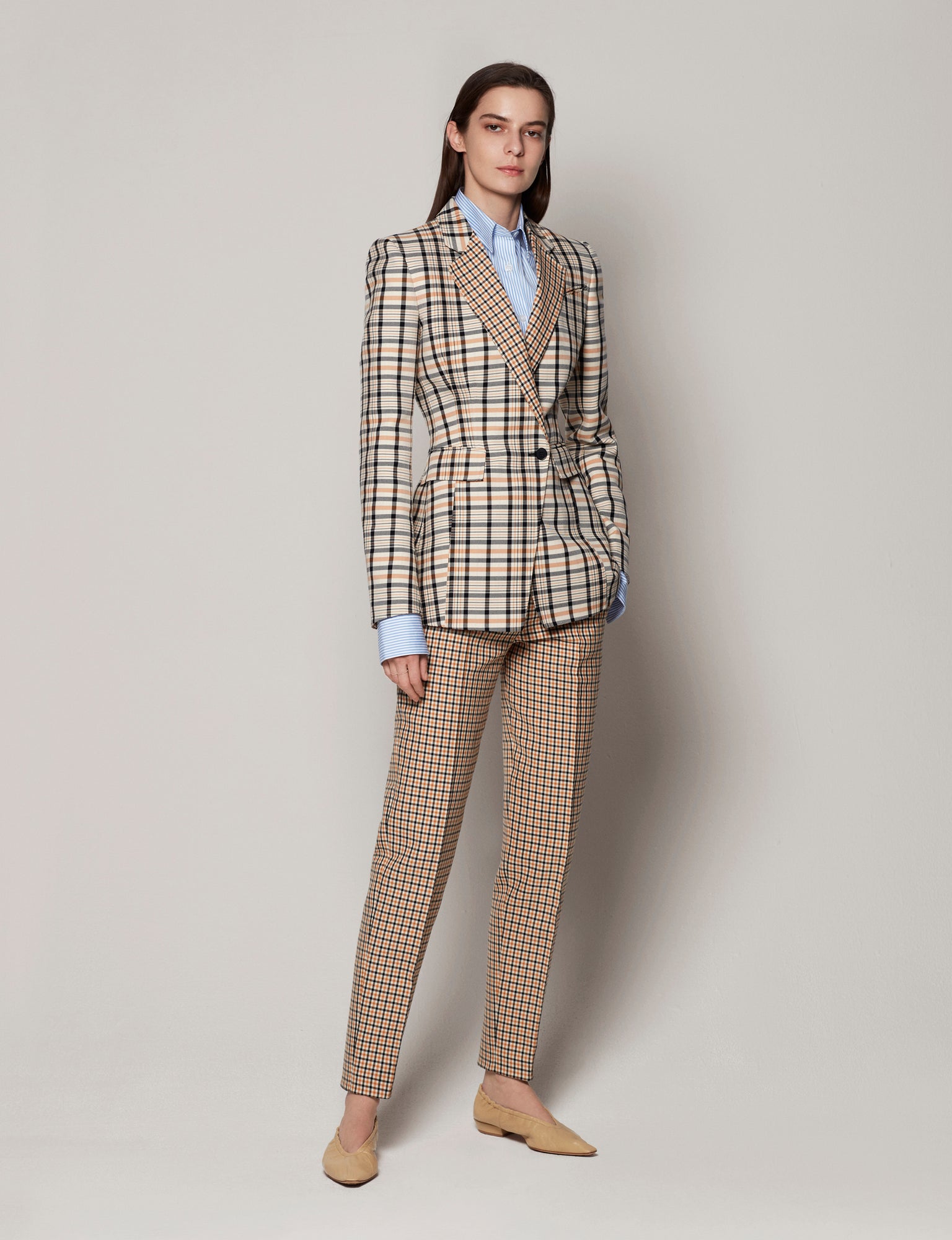 Women | Seamed Waist Jacket | Tan Multi