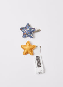 MultiColor Stars Hair Clips | Denim/Ocra