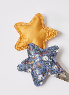 MultiColor Stars Hair Clips | Denim/Ocra