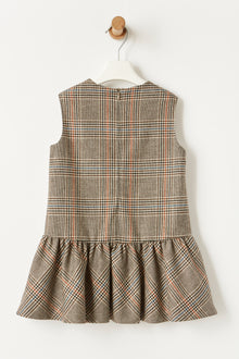 Sleeveless Check Technowool Dress | Coffee