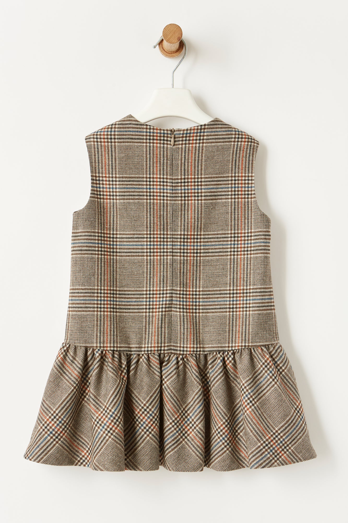 Sleeveless Check Technowool Dress | Coffee