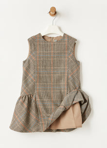 Sleeveless Check Technowool Dress | Coffee