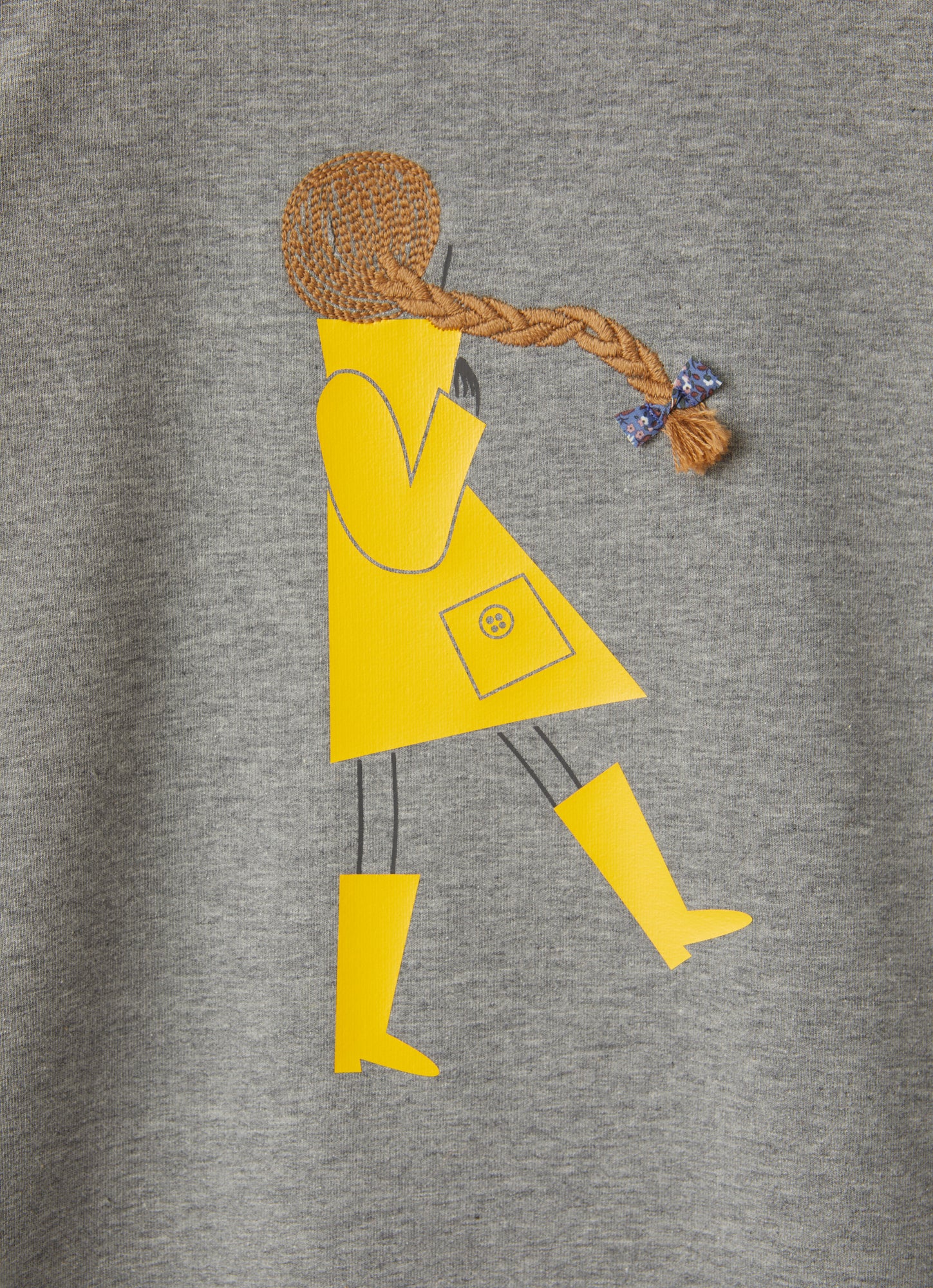 Stand-Up Collar Fleece Dress | Grigio/Giallo