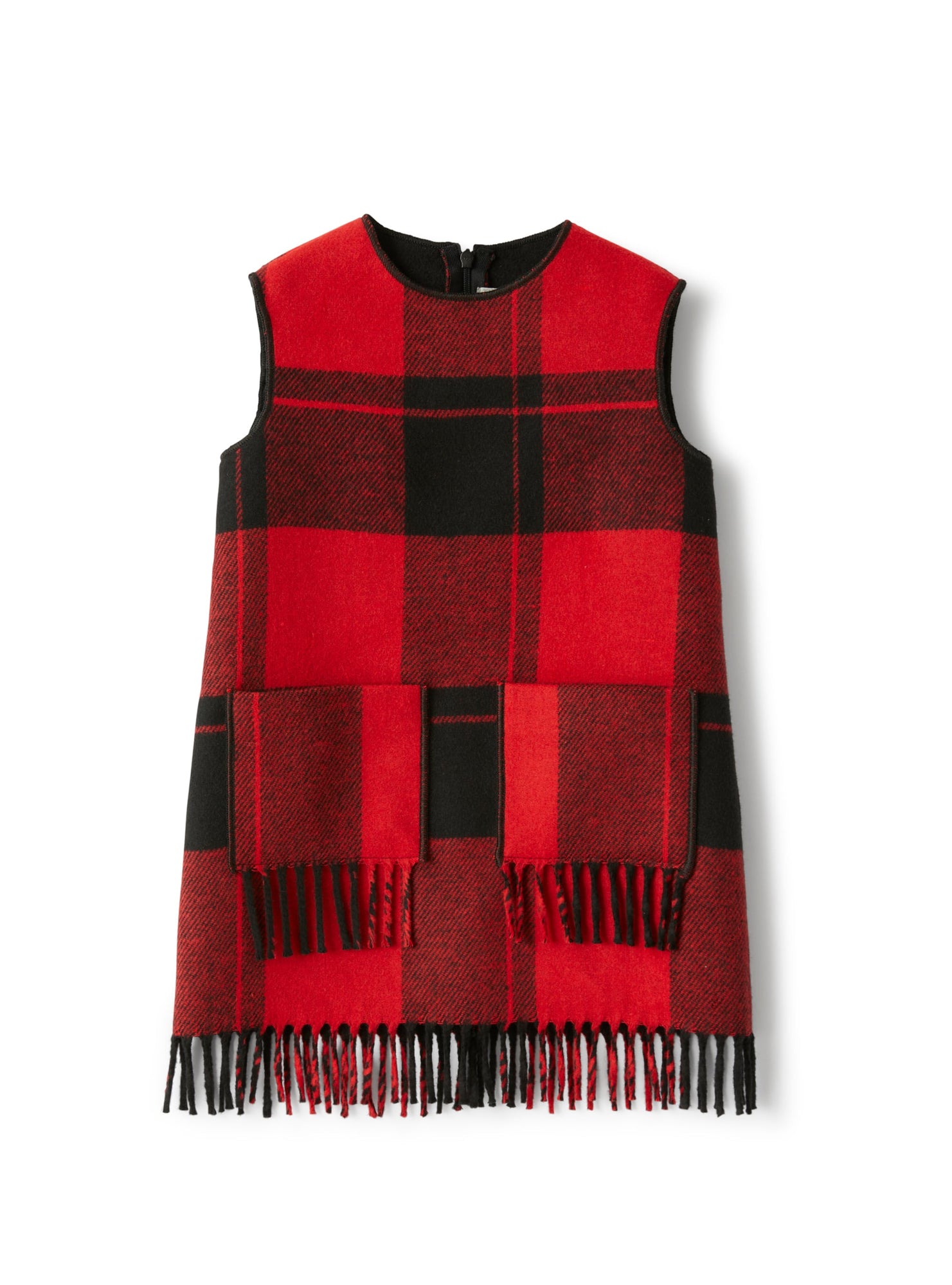 Sleeveless Dress in A Checked Cloth | Berry