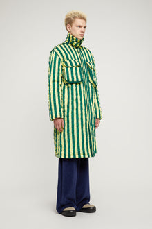 Trench Coat | Unisex | Green x Yellow Striped