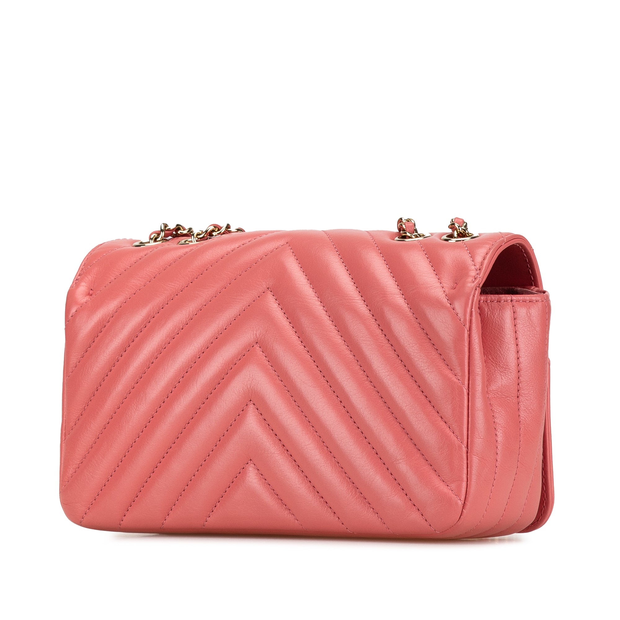 Chanel | Pre-Owned Mini Chevron Calfskin Statement Flap | Pink