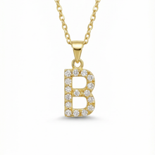 The Pave Single Block Initial Necklace | Gold Vermeil