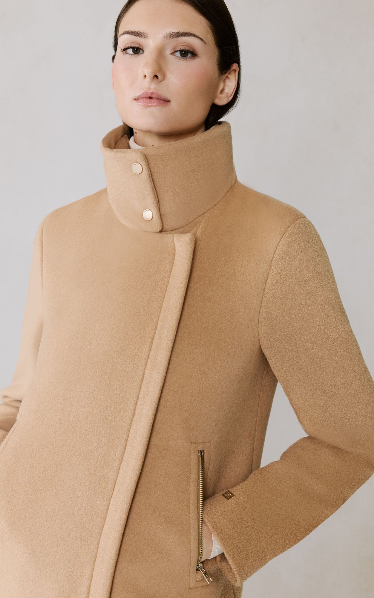 Abbi Coat With Bib In Wool | Teak