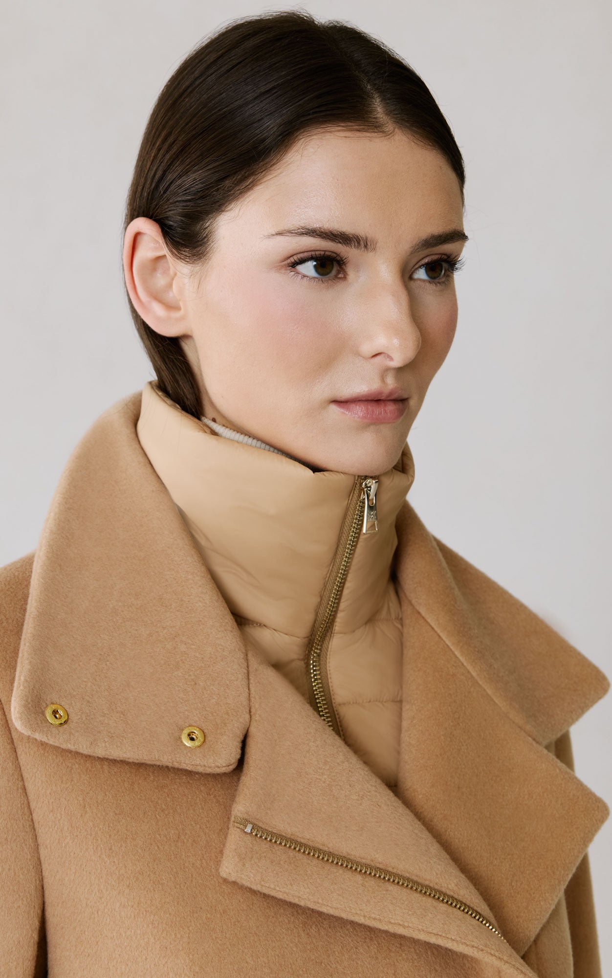 Abbi Coat With Bib In Wool | Teak