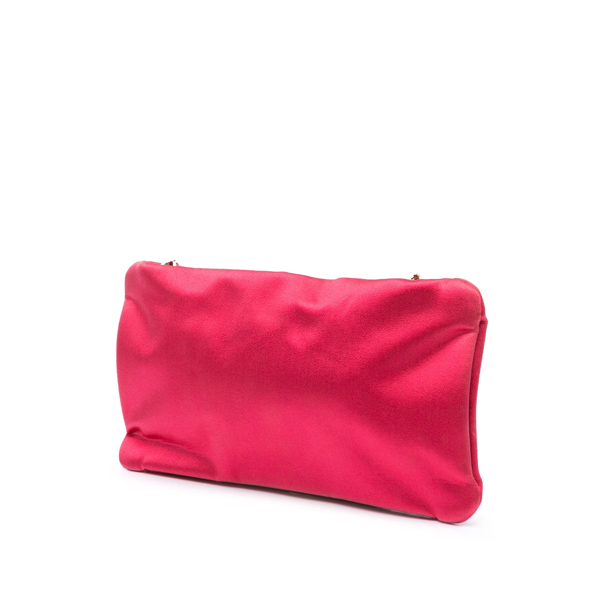 Chanel | Pre-Owned Satin Diamante Camellia Clutch with Chain | Pink/Dark Pink
