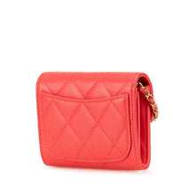 Chanel | Pre-Owned Quilted Lambskin Flap Card Holder on Chain | Red